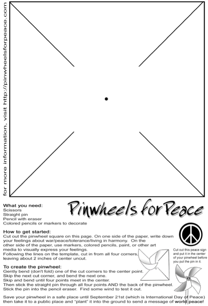 To create your own pinwheel, follow these directions to print this